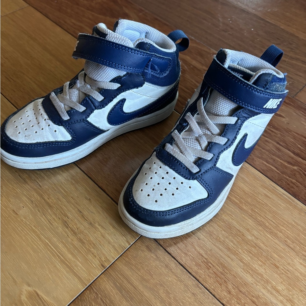 Nike Kids Navy and White High-Top Sneakers